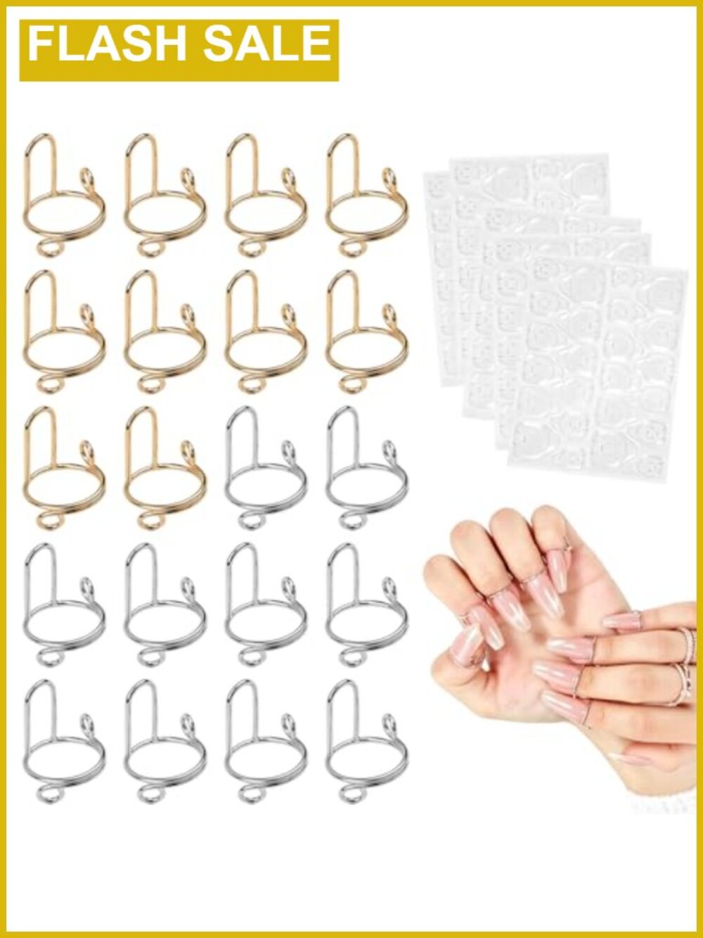 20Pc Adjustable Wudu Nail Rings Set Adhesive Tabs for Muslim Prayer